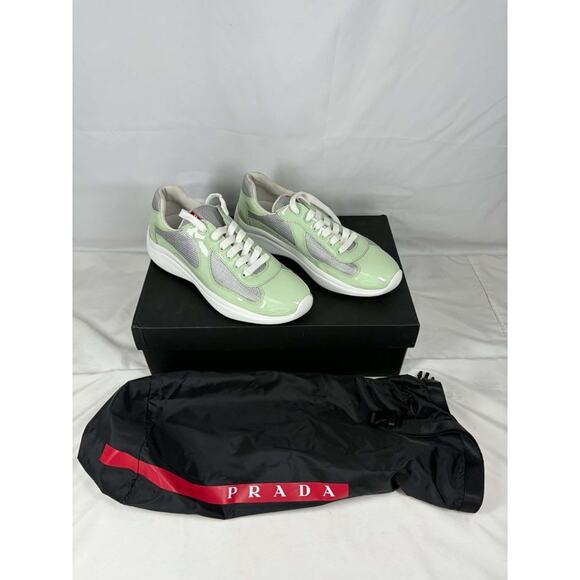 Prada American Cup Patent Mint Green Mens Mesh Sneakers - Sz 7 US SPB JA-365540 main image 14